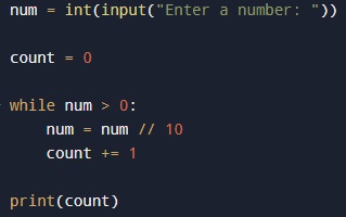 Python Exercises count digits input